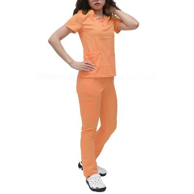 China Factory Custom Breathable Scrub Uniform Polyester Nurse Uniform Women Drawstring Scrub Uniform for sale