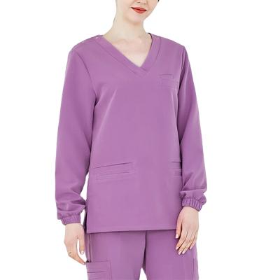 China Factory Direct Breathable Long Sleeves Women Scrub Sets Uniform Nurse Scrub Tops Women for sale