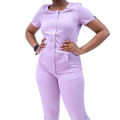 China Factory Supply Breathable Fashionable Nurse Uniform Designs Zipper Printed Scrubs Cute Scrubs Uniforms for sale