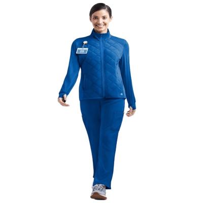 China Flattering Breathable Flexibility Fit Womens Workwear Easy Stretch Nurse Medical Sets Long Sleeve Scrub Jacket Top & Straight Pants for sale