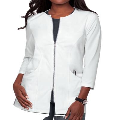 China Breathable Flexibility Flattering Jewel Neck Lab Coat Strap Fitted Sleeve Length Fitted With A Jewel Neckline And Double Ended Front Zipper For Women for sale