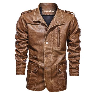 China Winter QUICK DRY Men's Leather Fabric Jacket Men's Retro Faux Leather Jacket Fashion Outerwear Fashion OEM Customization for sale