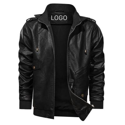 China Fashion Brown Leather Jacket Men Motorcycle Racer PU Leather Jackets Bomber Jacket Wholesale Black QUICK DRY Hooded Coat for sale