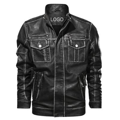 China European and American OEM QUICK DRY Men's Distressed Retro Motorcycle Leather Jacket Dropshipping for sale