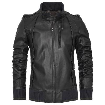 China High Quality 100% Cowhide Men's Sheepskin Mens Motorcycle Leather Jackets High Quality Customized QUICK DRY Sheepskin Winter Use Warm Leather Jackets for sale