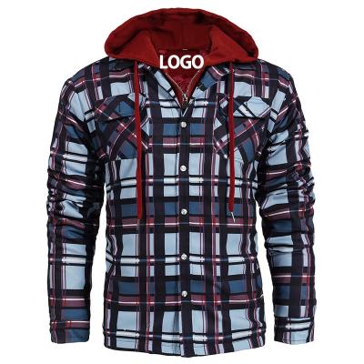 China Autumn And Winter Thick Cotton Men's Loose Plaid Winner Long Sleeve Hooded Jacket Free LOGO Waterproof Customized Amazon Hot Style for sale