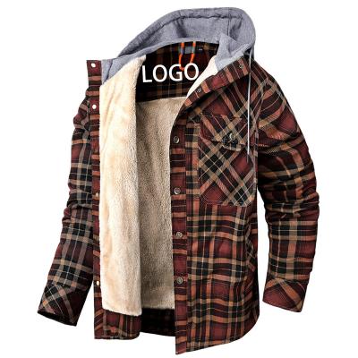 China Customized Factory Direct Sales Waterproof Free LOGO Men's Fashion Hoodies Sherpa Fleece Striped Shirt Jacket Casual Coat Daily Life for sale