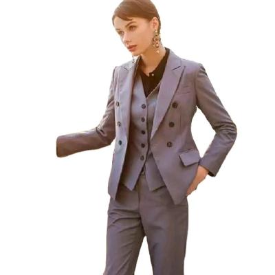 China Anti-Static Plaid Office Ladies Suit Women Pants Two Piece Set for sale