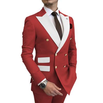 China Latest Anti-Wrinkle Crossed Men Suits Formal Suit Peaked Slim Fit 2022 Lapel Groom Best Man Wedding Party White for sale