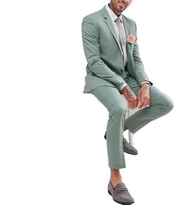 China Slim Fit Groom Tuxedo Terno Masculino 2PCS (Blazer+Pant) Anti-Wrinkle Fashion Green Notch Lapel Mens Suit Men Suit Groom Tuxedo Terno Masculino 2PCS (Blazer+Pant) for sale