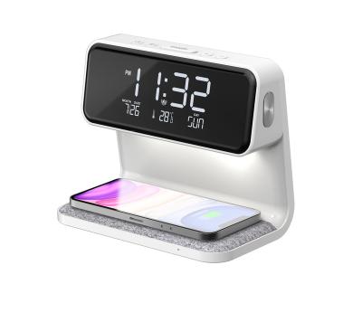 China Modern White Digital Alarm Clock Color Bedside Lamps Wireless Charger Desk Lamps With Digital Alarm Clock for sale