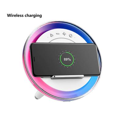 China Smart Digital Wireless Charger RGB Wireless Charger Phone Holder Desk Lamp Wireless Speaker Light For Bedroom for sale