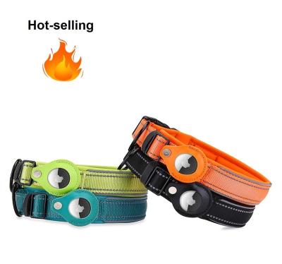 China 2022 Pet Accessories Viable Wholesale GPS Training Tracker AirTag Thoughtful Reflective Adjustable Dog Collar With Buckle for sale