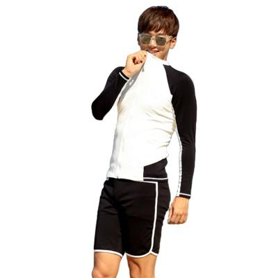 China Windproof Men Wetsuit 2 Piece Jacket + Quick Shorts Long Drying Color Matching Sunscreen Sleeved Swimsuit for sale