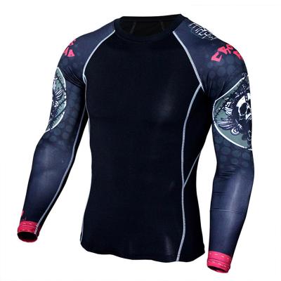 China 3D Fitness Gym Men's Gym Suit Compression Pants Running Shirt Top Long Sleeve Breathable Men's T-Shirt for sale