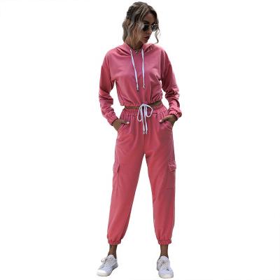 China Autumn and winter breathable clothing sets solid color hoodie with drawstring suit best two-piece sale for sale