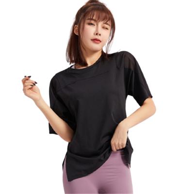 China Breathable T Shirt Women Loose Fit Sports Fitness T-Shirt Tops Running Women's Big Sleeve Yoga Quick Dry Short Suit Big Sleeve for sale