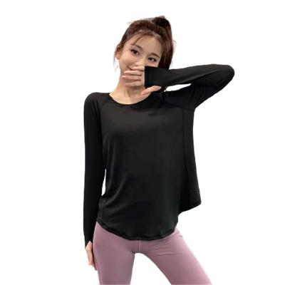 China Breathable Long Sleeve Sport For Women Elastic Quick-drying Loosen Slim Yoga Tops Sports Exercise Tops Women Sports Wear for sale