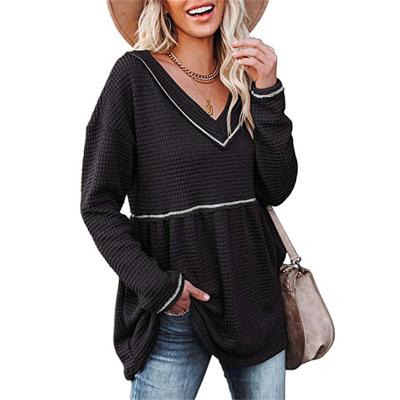 China 2021 size long sleeve V-neck women's clothing QUICK DRY knit top pleated T-shirt skirt factory direct sale for sale