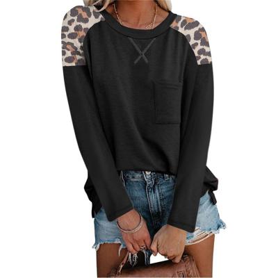 China Autumn 2021 new QUICK DRY leopard printing new print QUICK DRY cotton crew neck pullover sweater long sleeve lounge wear hot sale for sale