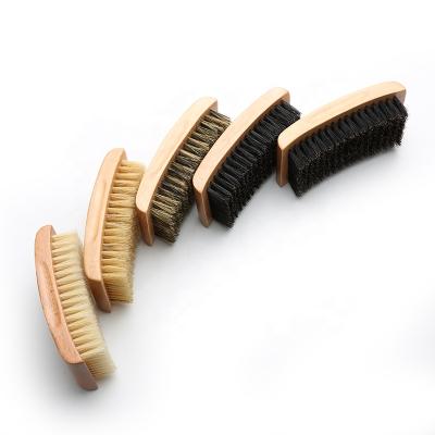 China Luxury Mens Boar Bristle Hair Curved Retangular Handle Beard Brush Curved 360 Wave Brush for sale