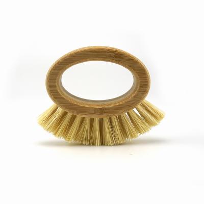 China Wholesale Viable Natural Lotus Wood Sisal Bristles Scrub Dish Pot Kitchen Bamboo Cleaning Brush for sale