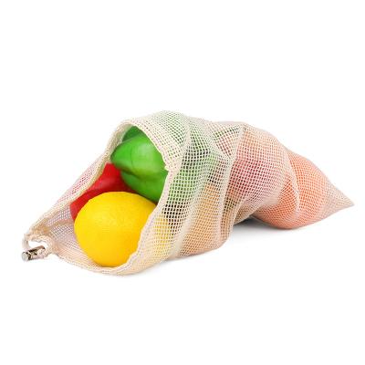 China Natural Cotton Rope Handle Drawstring Bag Reusable Mesh Transparent Produce Bags for Groceries and Storage for sale