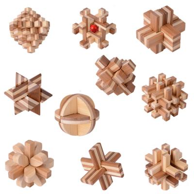 China DIY TOY New Design Brain Gift Teaser KongMing IQ Lock 3D Lock 3D Game Wooden Interlocking Puzzle Toy For Adults Kids for sale