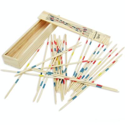 China Classic bamboo mikado collection sticks game - 41 sticks stored in wooden box for kids brain games 19*4.2*2.1 cm for sale