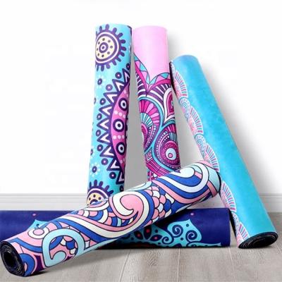 China Wholesale Custom 100% Natural Rubber + Suede Microfiber Print Eco Suede Yoga Mat for sale