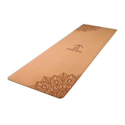 China Custom Private Label Logo Best Native Wooden Plant Factory Durable Comfortable Non Slip High Density Based Eco Friendly Sheet Yoga Rubber Mat Cork for sale