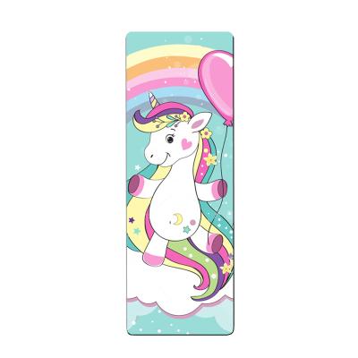 China Custom Logo Erercise Yoga Non Slip Unicorns Printed Suede Yoga Mats For Kids Gym Exercise for sale