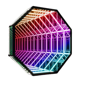 China Contemporary Tunnel light LED infinite mirror light with remote control 3D octagonal infinite wall mirror multi-color changing light for sale