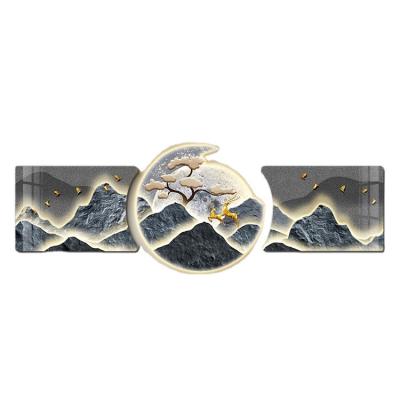 China High Resolution Printing High-Quality Entrance Landscape Alpine Crystal Porcelain Painting Decorative Painting With Light for sale