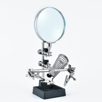 Cina High Quality Selling Magnifying Glass Stand 3x/5x PLASTIC+METAL Hand Held Mobile Phone Welding Magnifier in vendita