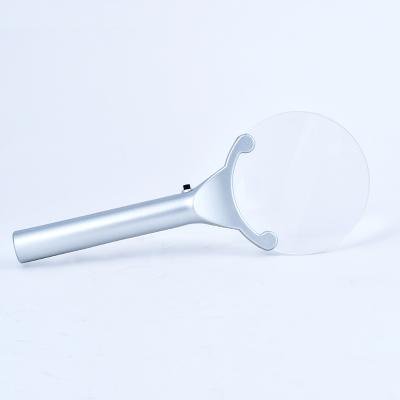 China New PMMA Lens Borderless Handheld 5X Magnifier With LED Light Suitable For Elderly Reading for sale