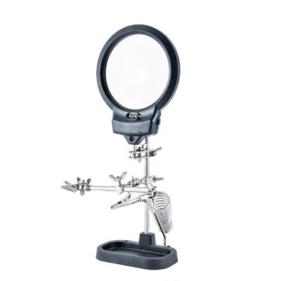 中国 glass & Plastic & hot sale 3x metal helping hand repairing and soldering LED magnifier 販売のため