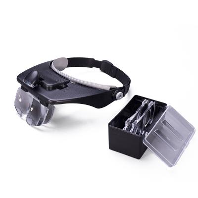 China High Power Factory Supply 2LED Headband Magnifier 1.2x/1.8x/2.5x/3.5x Lens Acrylic Magnifier for sale