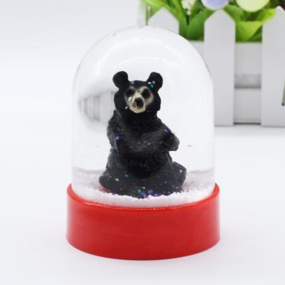 China Europe plastic animal figurine snow globe with custom logo, 3D plastic resin bear figurine water ball for home decoration for sale