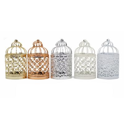 China Hot Sale Home Metal Amazon Decoration Hollow Birdcage Candle Holder, Iron Birdcage Candlestick Hanging Lantern for sale