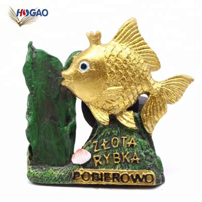 China Shape Handmade Fresh Stationary Wholesale Custom Fish Souvenir Alibaba Gift Fridge Magnet Gold for sale