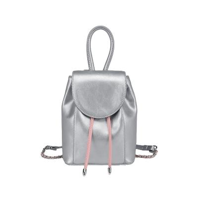 China Mini Silver Drawstring Backpack Trending High Fashion Classic Simple Casual Hot Products Chain Niche Design Women Backpack for sale