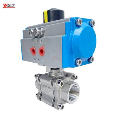 China High Quality Goods Safe And Durable RC Pneumatic Actuator 316 Thread High Pressure Three Piece Ball Valve NPT BSP 2000wog 6.4mpa 304 for sale