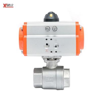 China Hot Selling Safe And Durable 2 Piece RC Product NPT BSP 1.6mpa PN16 304 316 Thread Pneumatic Bi-Directional Ball Valve for sale