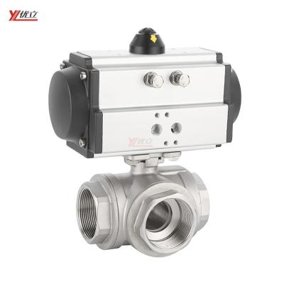 China 316 Stainless Steel 304 Steam Tee Pneumatic Threaded Ball Valve Anti-corrosion Durable High Quality Safe and Long Lasting for sale