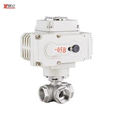 China High demand safe and durable RC TNP BSP 1.6mpa 304 L-port T-port electric on-off ball valve 316 AC220V tee way thread for sale