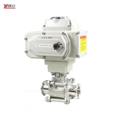 China Safe and Durable Flange 63.5mm 1.6mpa 304 High Performance and Durable 316 DC24V Three Piece Tri Clamped Ball Valve 316 DC24V Electric On-Off for sale