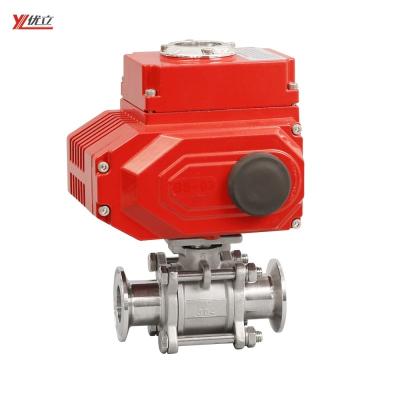 China Bestselling Safe And Durable Quick-install Flange 50.5MM 1.6mpa 304 Tri Clamped Ball Valve 3 Pieces 316 AC220V Electric On-Off for sale