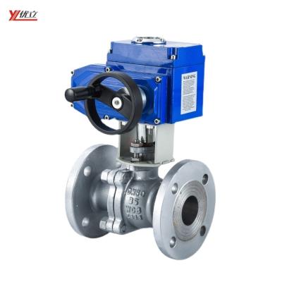 China Safe & Reliable ANSI Standard Safe & Durable 150LB 300LB 304 316 JIS 10K-20K 1.6mp WCB AC220V On/Off With Electric Handwheel Flanged Ball Valve for sale