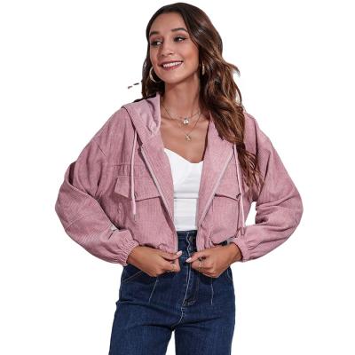 China Customized Women's Long Sleeve Casual Jacket Coat Waterproof Sherpa Fit Jacket Fashion Short Sexy Slim Wholesale Short Hooded Button for sale